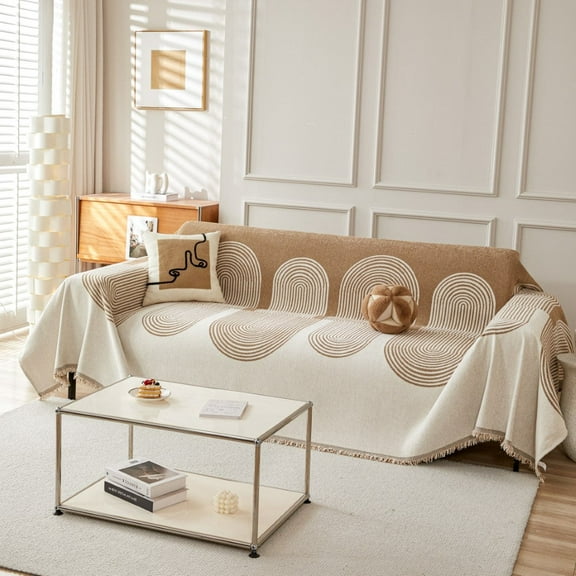 Croniis Annual Ring Sofa Cover with Velcro, Pet Friendly Couch Protector, Non Slip, 180*180cm, Single Seat