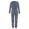 thumbnail image 5 of Sweatsuits 2pcs Sets Womens Jogger Set Long Sleeved Solid Color Leisure Fashion Loose Round neck Two Piece Sweatpants Joggers Blue Size S, 5 of 5