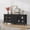 Black, variant on 63.1" Farmhouse TV Stand for 70 Inch TV, Modern Rustic Entertainment Center with Glass Doors and 3 Drawers, Mid-Century Media Console-Brown