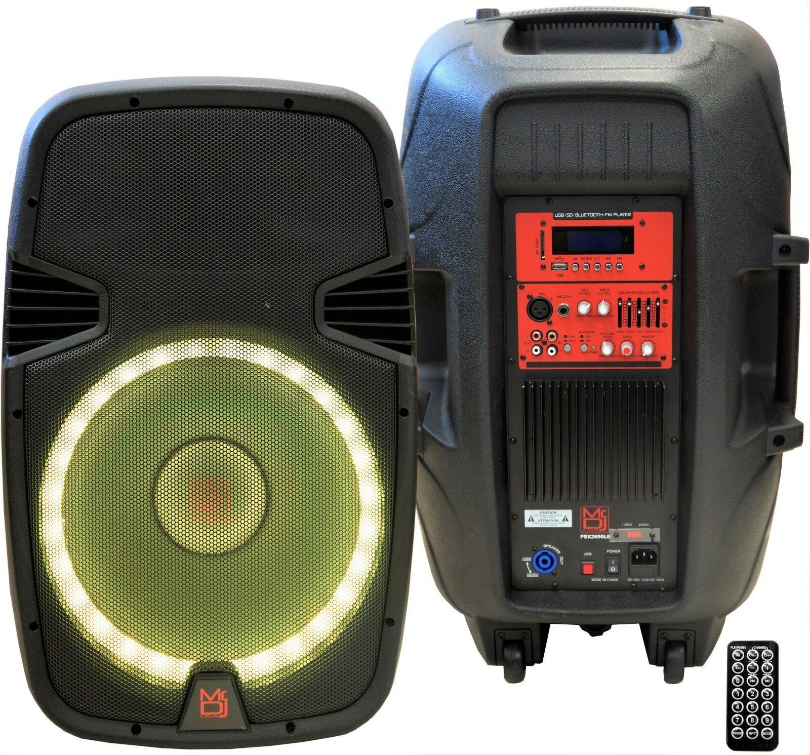 MR DJ PBX2690LB 15" 2-way Portable Speaker with LED Lighting, Built-in Bluetooth - image 2 of 3