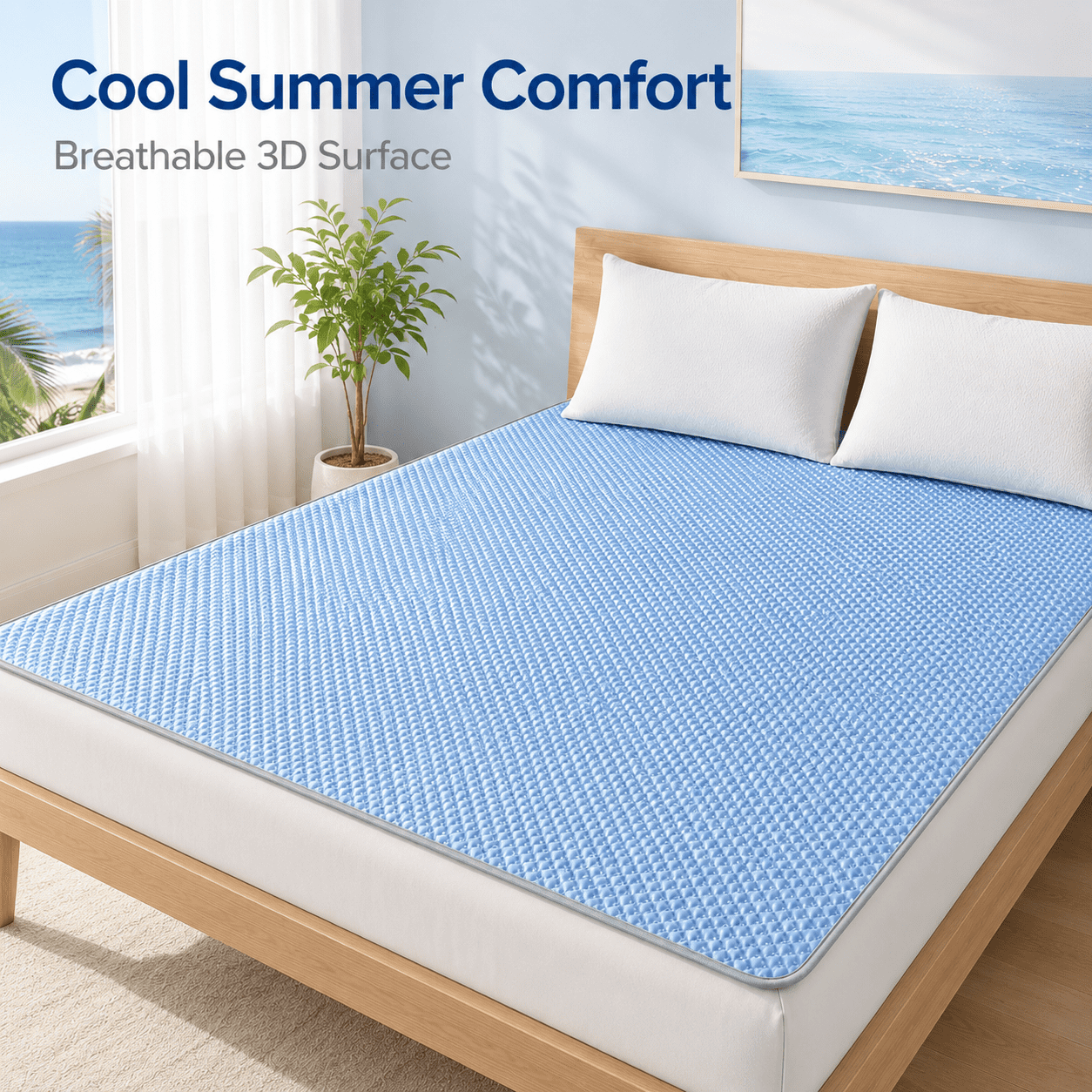 Cooling Pad Mat for Bed Cooling Mattress Pad for Sleep, Summer Hot Flashes, Adult, Pets, No Water or Electricity Required(79 x 71 Inch,Light Blue)