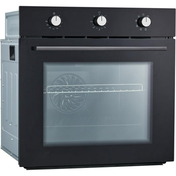 24" Electric Single Wall Oven with 8 Baking Modes 2.5Cu.ft Built-in Electric Convection Oven with Air Frying Function 3D Surround Heating with Double-Layered Glass Door 3000W Silver