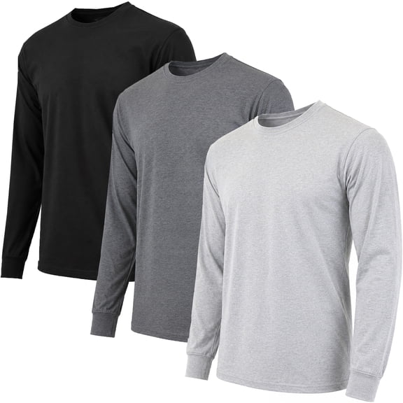 3-Pack Men's Long Sleeve Crew Neck Tee (S-2XL)