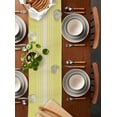 thumbnail image 5 of Yellow Beige Striped Short Table Runners 36 Inches, Cotton Linen Fabric Table Runner Dresser Scarf, Farmhouse Retro Lines Modern Tablerunner for Party/Kitchen/Dinner/Wedding Decor 13''x36'', 5 of 7