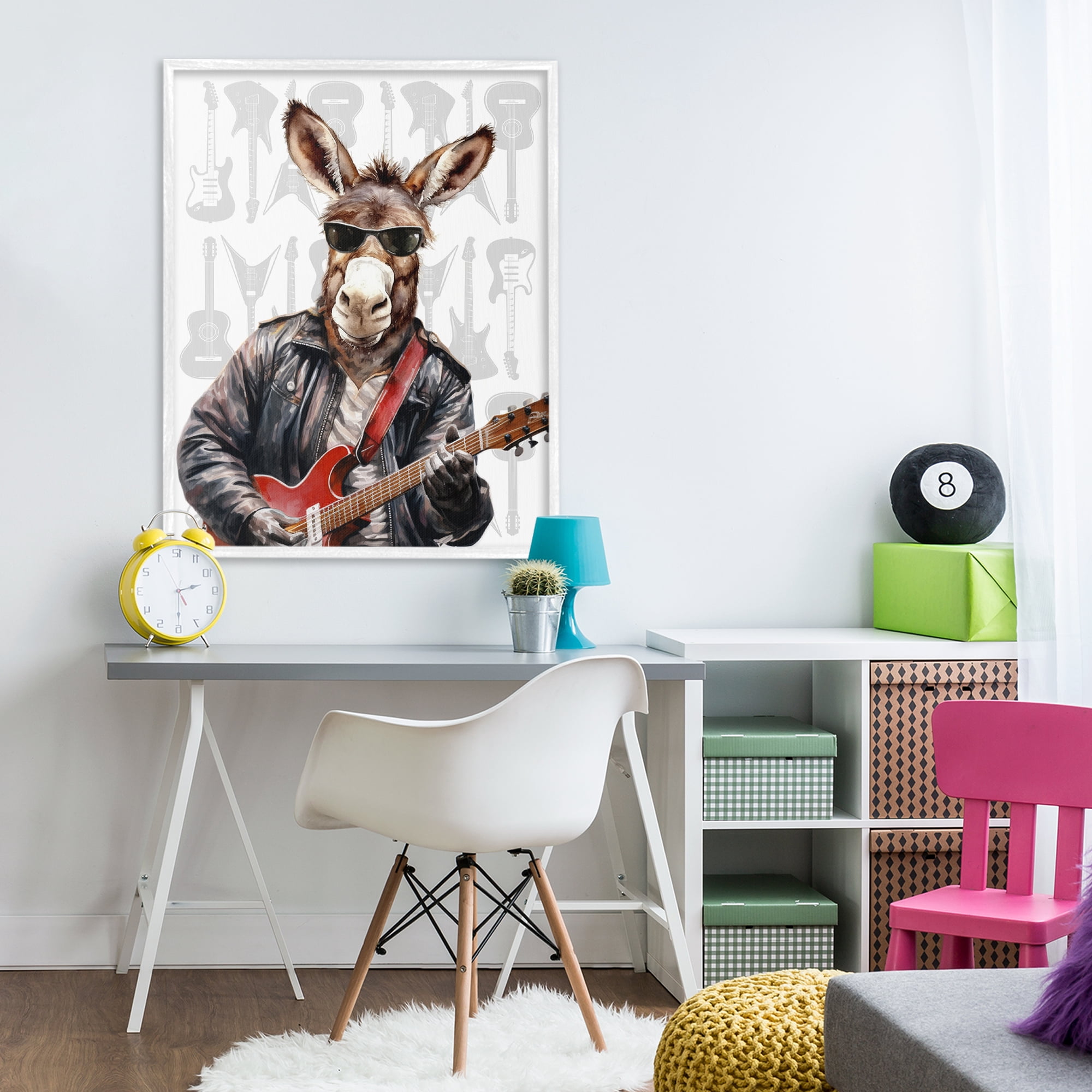 Stupell Industries Performing Musician Donkey White Framed Giclee Art, design by CAD Designs
