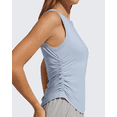 thumbnail image 3 of G4Free Lyocell Ruched Side Workout Tank Tops Woman High Neck Waist Length Gym Tanks Soft Relaxed Fit for Training, 3 of 8