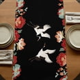 thumbnail image 5 of Black Crane Table Runner, Vintage Red Teal Spring Floral Botanical Washable Cotton Linen Table Runners 36 Inches Long, Dresser Scarf Runner for Nightstand/End Tables/Round Tables 13''x36'', 5 of 9