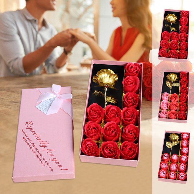 12 Scented Soap Roses for Valentine's Day Decor - Realistic Wax Flower Heads with Lasting Fragrance for Home & Bathroom