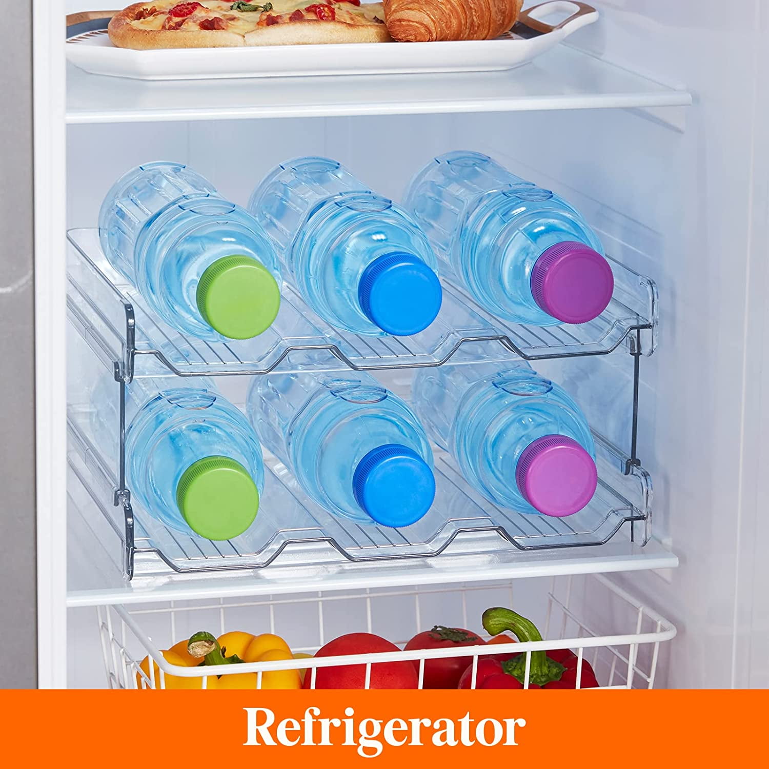 Lifewit Stackable Water Bottle Organizer for Cabinet, Freezer, Pantry, Kitchen, Clear Pack of 4, Size: 4pcs-12 Bottle