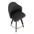 thumbnail image 3 of Lumisource Ahoy Contemporary 26" Fixed-Height Counter Stool with Black Wood Legs and Round Gold Metal Footrest with Charcoal Fabric Seat - Set of 2, 3 of 8