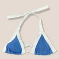 thumbnail image 4 of Blue Denim/White Strap Slide Triangle Bikini Top Women's Swimwear--_, 4 of 8