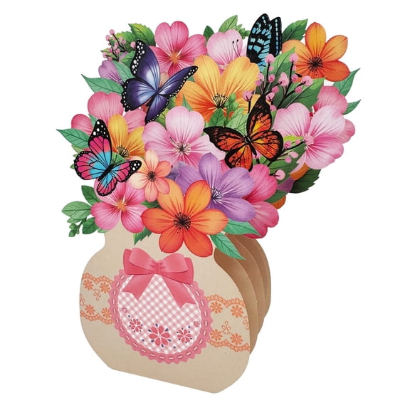 Curated Selection DreamyJuly 3D Three Flower Butterfly Greeting Card Valentine's Day Mother's Day Teachers' Day Greeting Card Ornament, 3D Flower and Butterfly Greeting Card Ornament