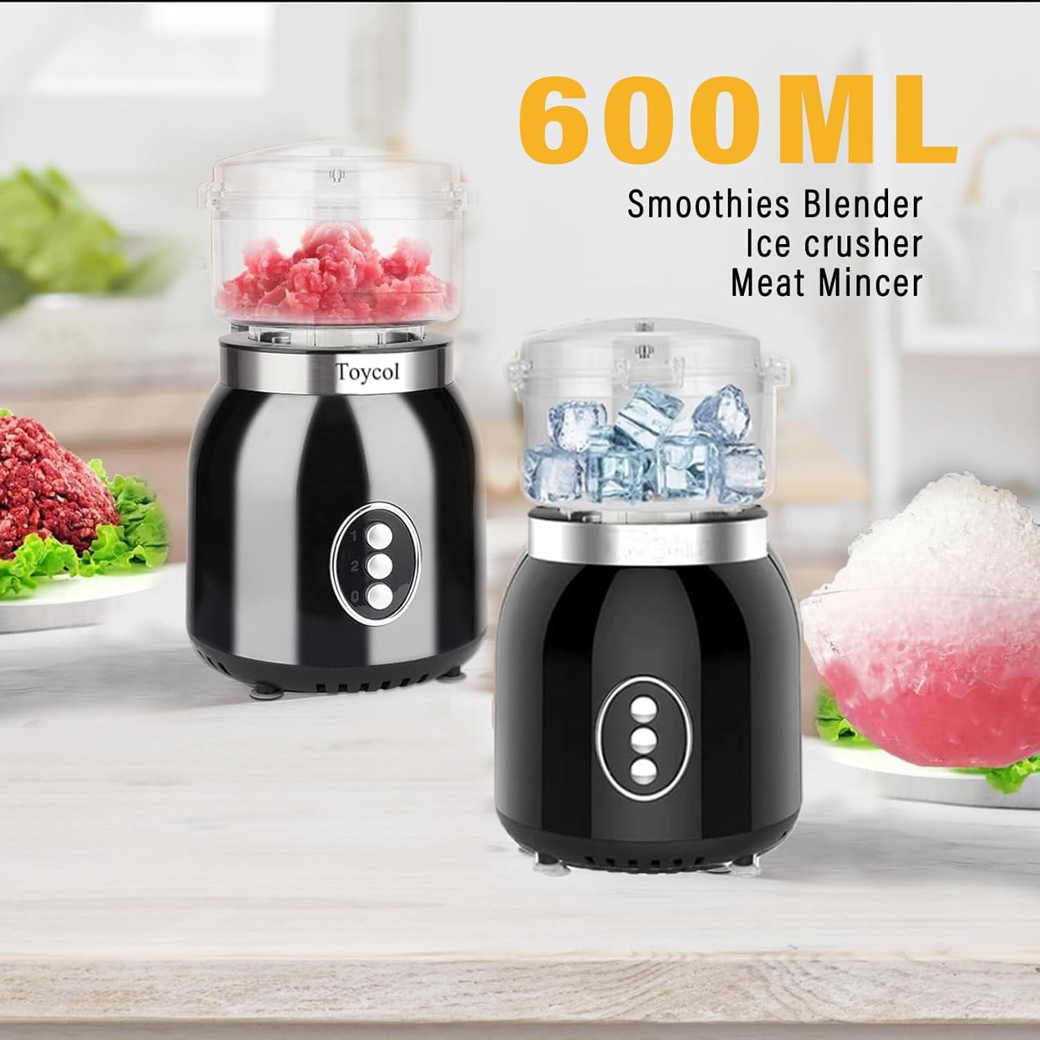 4 in 1 Blender and Food Processor Combo, 600W High Speed Electric Mixer for Shakes, Chopping, Grinding, 3 Cups with Filter