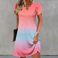 thumbnail image 2 of MaFYtyTPR Women Summer Dress Fashion Printed Casual Hollow Neckline Short Sleeve Loose Round Neck Dresses A-Pink L, 2 of 5