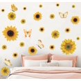 thumbnail image 1 of Pegatinas de pared de girasol y pegatinas de pared de mariposa dorada 3D,Decoración de pared de girasol amarillo despegar y pegar,Calcomanías de pared impermeables extraíbles, 1 of 5