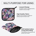 thumbnail image 3 of Yayeee Oven Mitts and Pot Holder Set of 4 Heat Resistant Kitchen Gloves Baking Hot Pad, Pink and Purple Flowers, 3 of 5