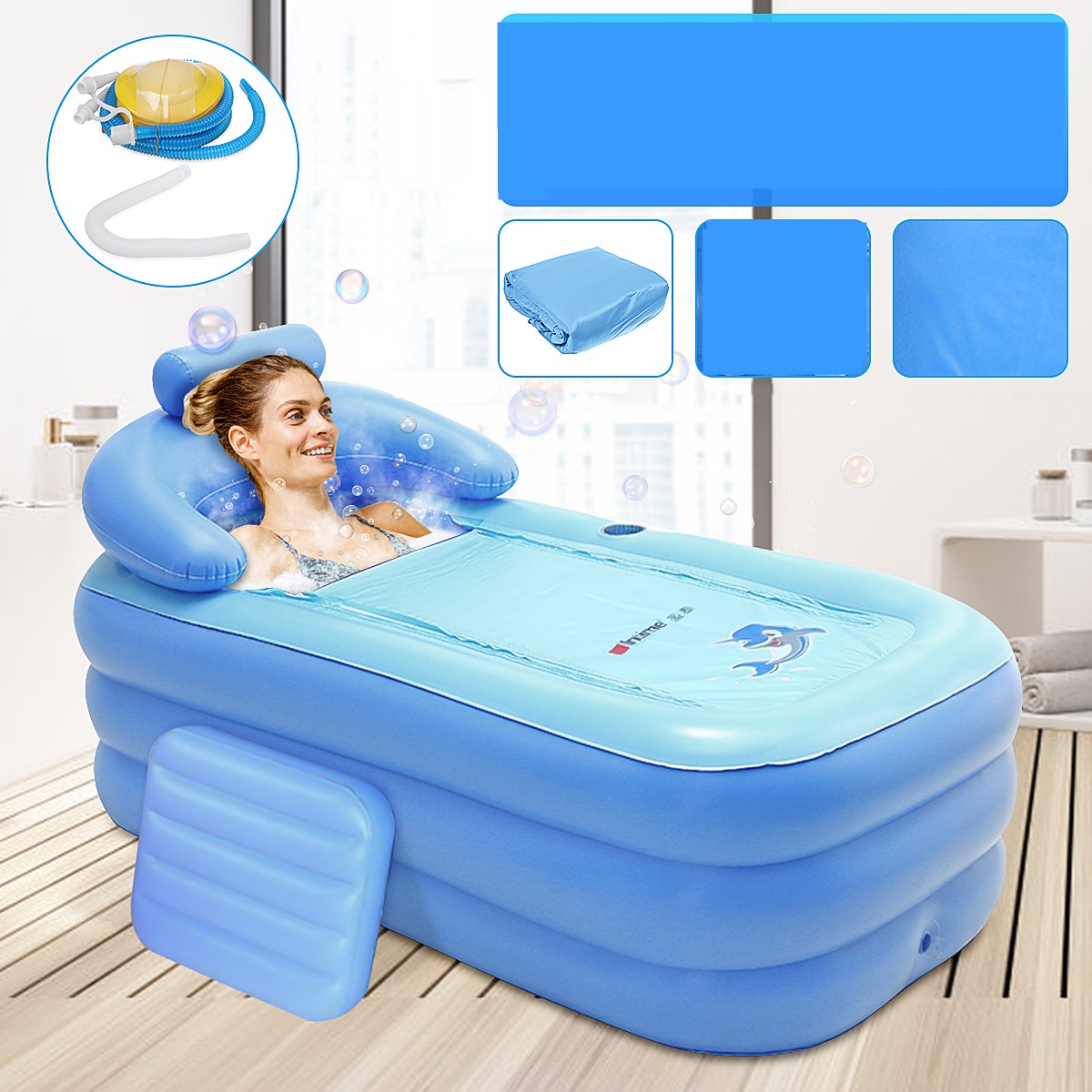 Inflatable Bathtub for Adults & Kids, Portable & Foldable Freestanding