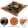 thumbnail image 3 of Women Girls Leather Square Dish Trinket Plate Jewelry Tray for Mothers Day Birthday Gift, Skull Mushroom Sunflowers, 3 of 6