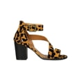 thumbnail image 2 of Women Leopard Asymmetric Open Toe Chunky Heel 18332, 2 of 6