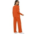 thumbnail image 5 of Women's 2 Piece Lounge Sets Side Slit Outfits Wide Leg Tracksuit Comfy Loungewear Fashion Sweatsuit Orange M, 5 of 8