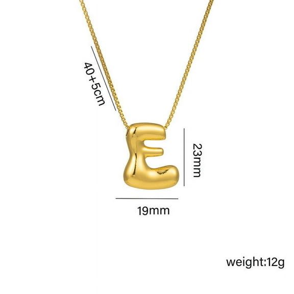 E Gold Plated Initial Letter Necklace Bubble Alphabet Pendant Personalized Jewelry For Her Mom Gift Letter E