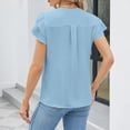thumbnail image 5 of Laqbezok V-Neck Flutter Sleeve Blouse, Women's Casual Short Sleeve Top, Fashion Tiered Ruffle Cap Shirt, Summer Loose Fit Tunic, Lightweight Solid Color Pullover, 5 of 5