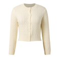 thumbnail image 2 of Women Button Down Crop Sweater Cardigan Long Sleeve Open Front Crewneck Cardigan Cute Knit Pullover Tops Woman Wool Long Coat Cardigan for Women Lightweight Couture Cardigan Trench Sweater for Women, 2 of 7