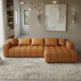 thumbnail image 4 of Adelyn Modern Living Room Faux Leather Corner Sectional Sofa in Cognac Tan, 4 of 6