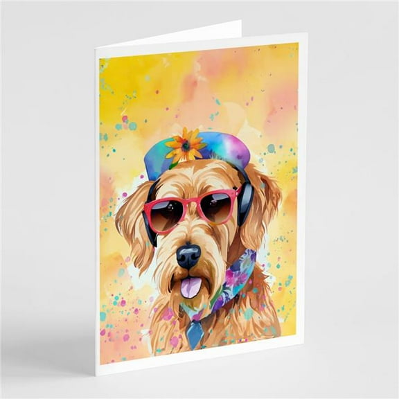 Airedale Terrier Hippie Dawg Greeting Cards Pack of 8 7 in x 5 in