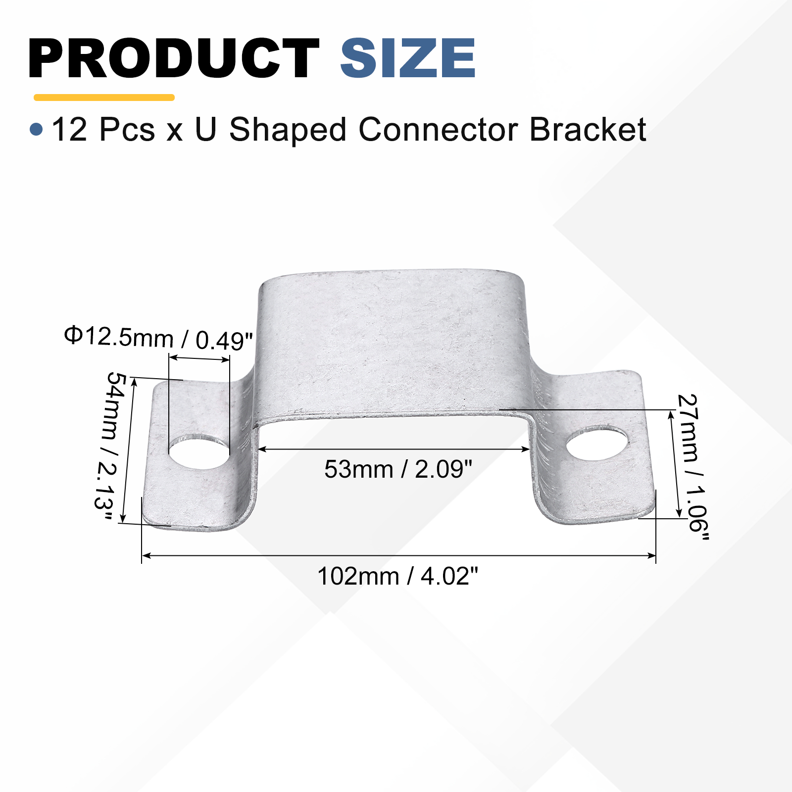 Uxcell 12 Pack 53x27 mm U Shaped Connector Bracket, Square Tube Strap Clamp Galvanized Steel Pipe Clamp Wood Deck Fence Post Tie for Water Pipes Stairs Railing Installation, Silver