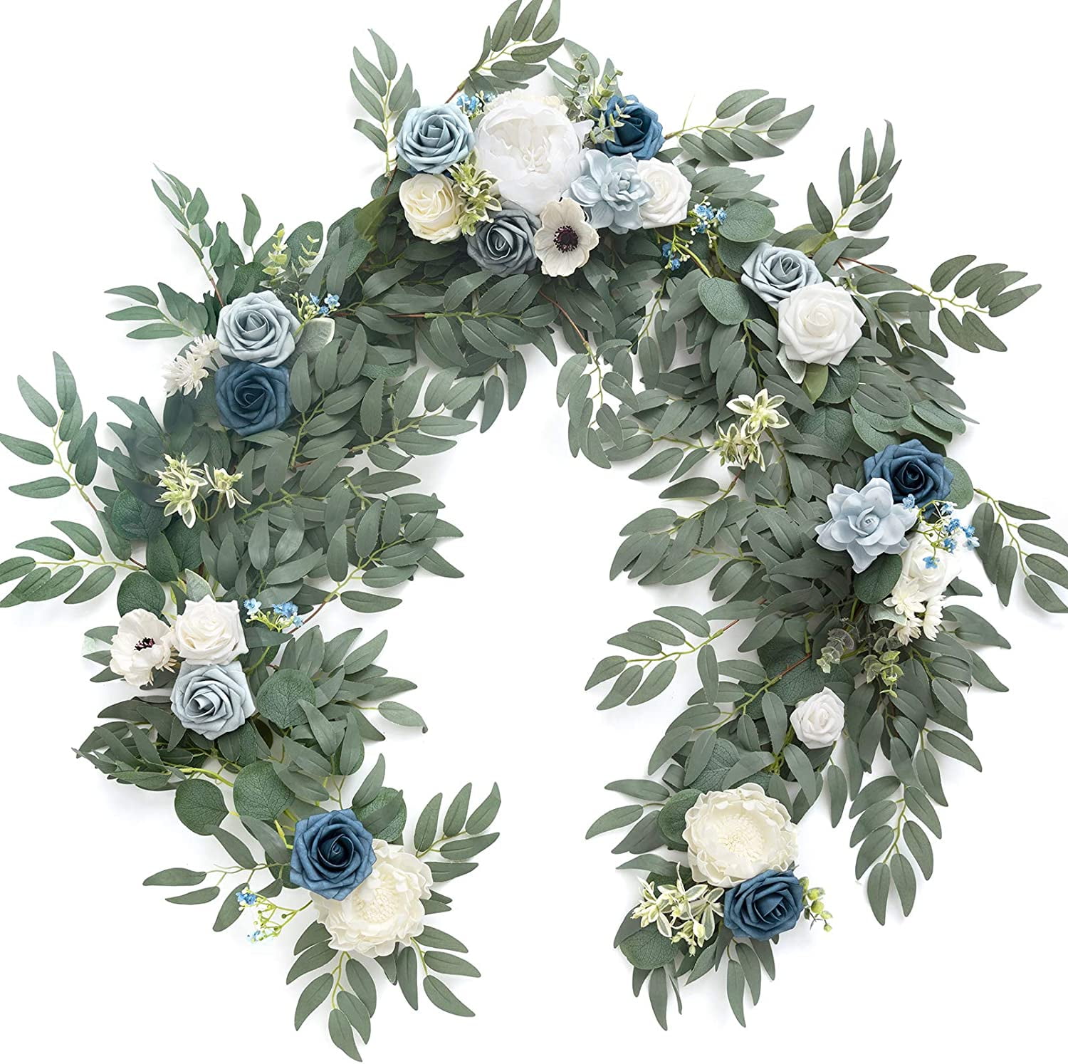 Wedding Table Garland with Flowers Handcrafted Wedding Centerpieces for Rehearsal Dinner Bridal Shower Ling's moment Artificial Eucalyptus Garland with Flowers 6FT Dusty Rose