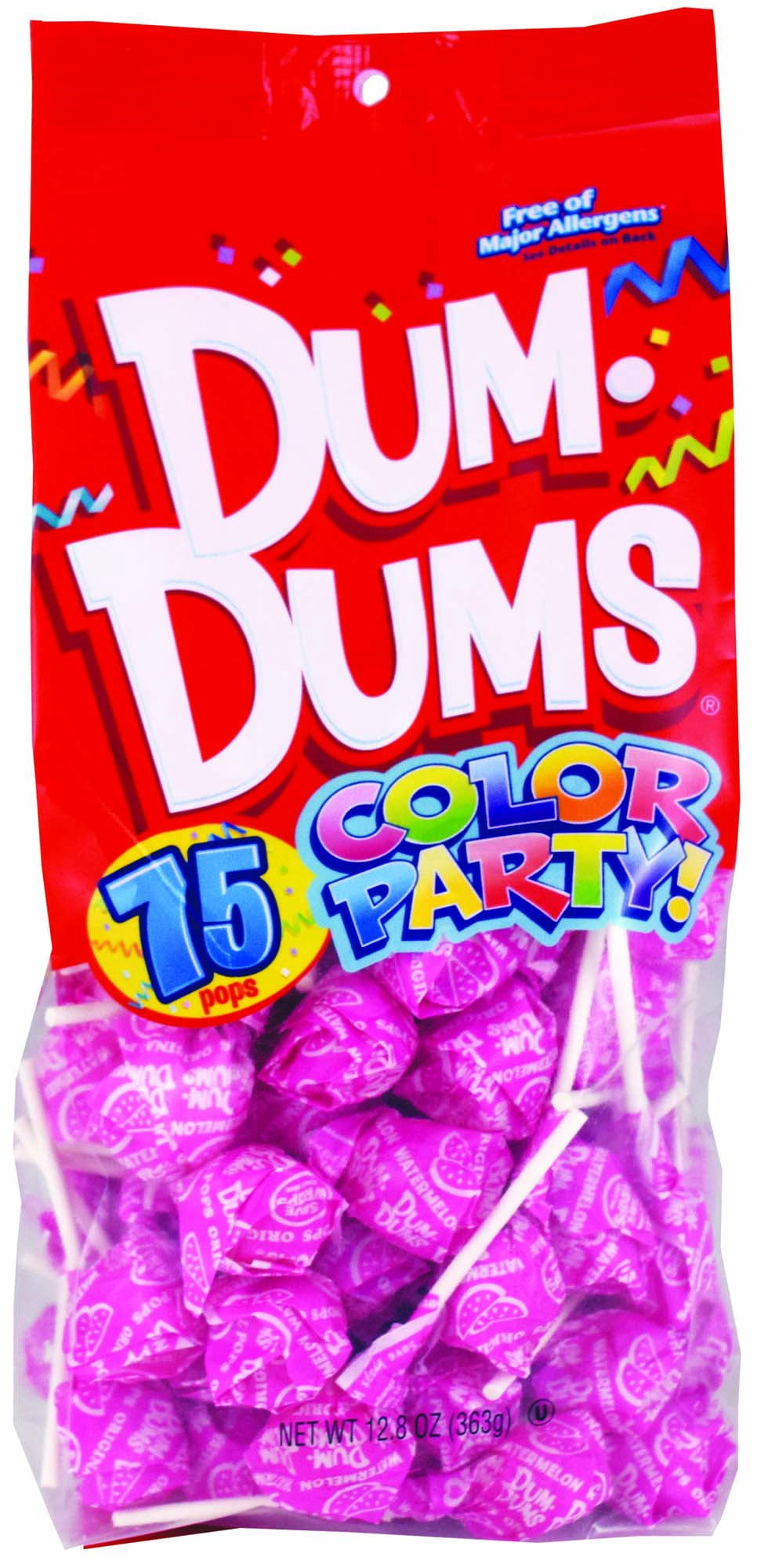 Dum Dums Color Party Lolipops, Hot Pink, Watermelon Flavor