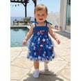 thumbnail image 4 of BemeyourBBs Toddler Baby Girl 4th of July Dress Outfit Little Girl Summer Smocked Tulle Tutu Dress Patriot Independent Day Clothes Star Bow Popsicle Tie Shoulder A-line Layered Causal Holiday Dress, 4 of 8