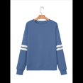 thumbnail image 1 of Sudadera Holgada A Rayas para Mujer (Otoño 2025), Cuello Redondo, Larga, Informal, con Bloques de Color Azul L, 1 of 8