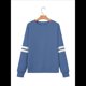 thumbnail image 1 of Sudadera Holgada A Rayas para Mujer (Otoño 2025), Cuello Redondo, Larga, Informal, con Bloques de Color Azul M, 1 of 8