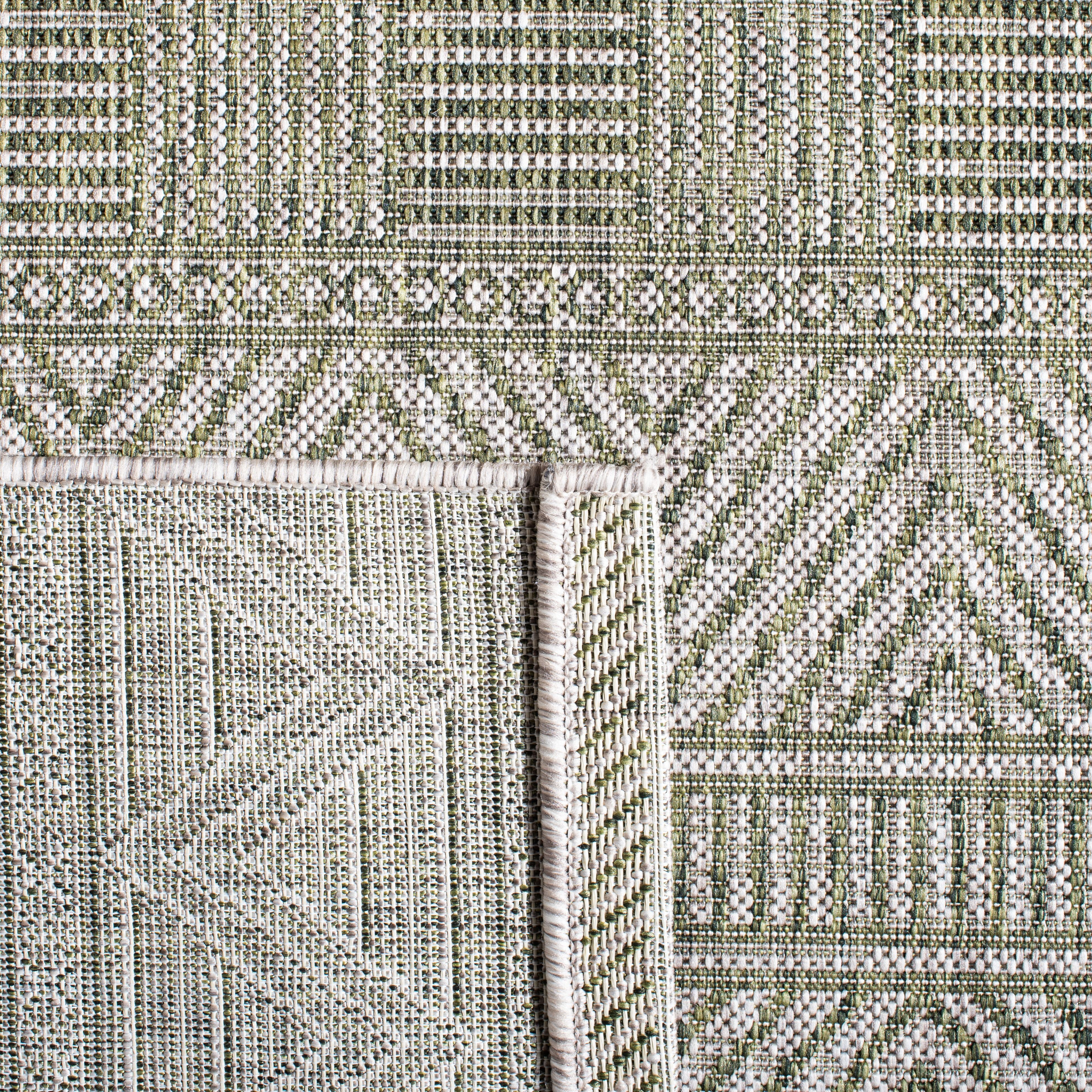 SAFAVIEH Courtyard Altan Geometric Indoor/Outdoor Runner Rug, Grey/Olive Green, 2'3" x 8'