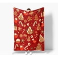 thumbnail image 5 of Red Christmas Gingerbread Man Throw Blanket, Winter Cute Star Snowflakes Candy Cane Throws Blankets, Xmas Soft Lightweight Holiday Blanket for Couch Sofa Bed Chair Living Rooms Decor 40X50IN, 5 of 6