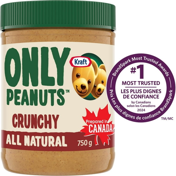 Kraft Only Peanuts All Natural Crunchy Peanut Butter, 750 g Jar, 750g