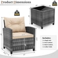 thumbnail image 3 of Gymax 3PCS Patio Rattan Furniture Bistro Set Cushioned Sofas Side Table Armrest, 3 of 10