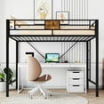 thumbnail image 4 of Allewie Metal Twin Size Loft Beds Frame with Stairs & Full-Length Guardrail, Space-Saving, Black, 4 of 7