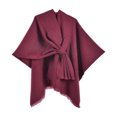 thumbnail image 6 of Cape Shawl for Women Elegant Solid Open Front Wrap Simple Double Sided Poncho Cover Up Dressy Party Travel Office Leisure Layering Cloak with Split Hem, 6 of 6