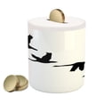 thumbnail image 1 of Freedom Piggy Bank, Silhouette of Group of Flying Birds Gulls in the Sky Season Migration Themed Image, Ceramic Coin Bank Money Box for Cash Saving, 3.6" X 3.2", Black White, by Ambesonne, 1 of 4