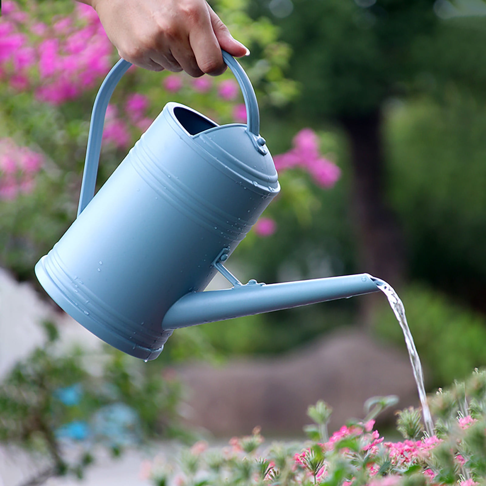 Watering Can for Indoor Outdoor Plants,1/2 Gallon Modern Small Watering Cans with Removable Nozzle,Long Spout Watering Can for Indoor Bonsai Garden Flowers-1.8 L/60 OZ (Blue)