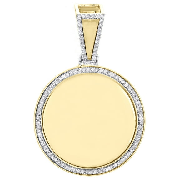 10K Yellow Gold Reversible Diamond Memory Picture Frame 1.75" Pendant 1/2 CT.