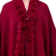 thumbnail image 5 of Fewfanhot Ruffled Faux Fur Trim Wool Blend Poncho Cape, Open Front Warm Wrap Shawl Coat for Women Winter, 5 of 5