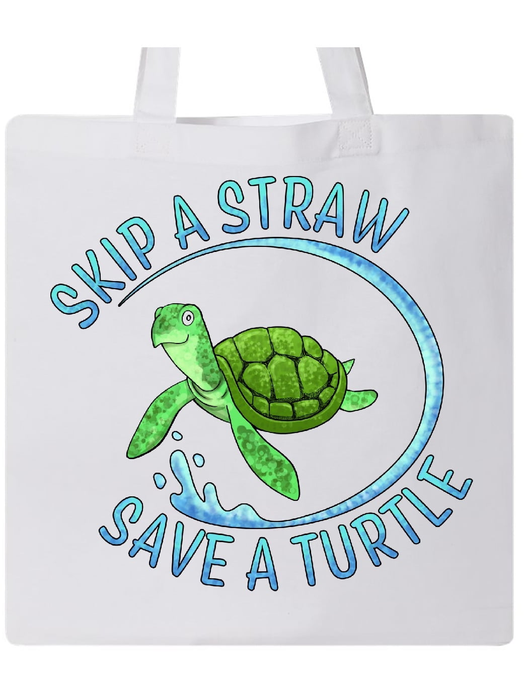 Tote Bag Skip A Straw And Save A Turtle Sky Blue 