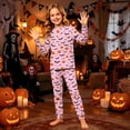 thumbnail image 2 of Family Halloween Pajama Set Long Sleeve Crew Neck, Soft Halloween Family Pajamas with Witch Hat Print, Spooky Matching Halloween Pajamas for Ki’ds Adults, 2 of 6