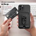 thumbnail image 5 of Funda protectora ZHAOCHENG para iPhone 14 con tarjetero multifuncional y anillo magnético a prueba de golpes negro, 5 of 5