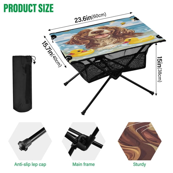 BZSMCE Camping Tables Simple Folding Table Sunny Splash Pattern Size:23.6*15.7in