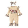 thumbnail image 1 of Faithtur Baby Girls 2Pcs Christmas Outfits, Long Sleeve Ruffle Bell-Bottom Romper + Headband Set, 1 of 9